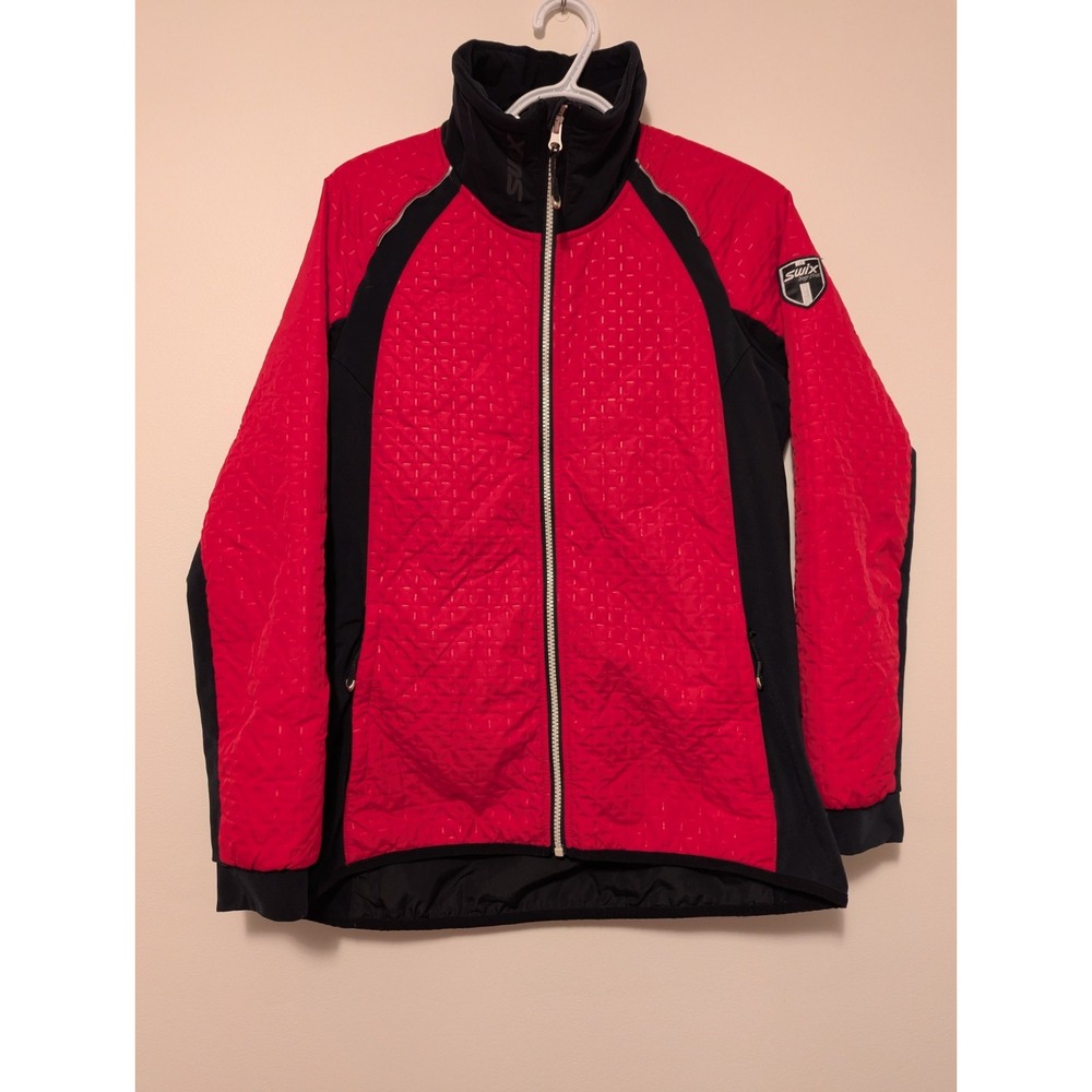 Swix Quilted Softshell Jacket Womens Large Pink‎ Full Zip Reflective Winter Ski